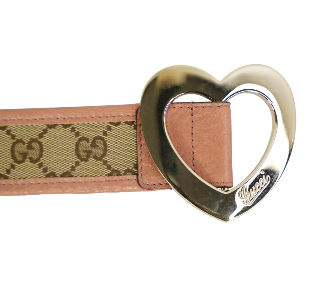 GG Canvas Lovely Heart Buckle Belt Size - 80 Cm