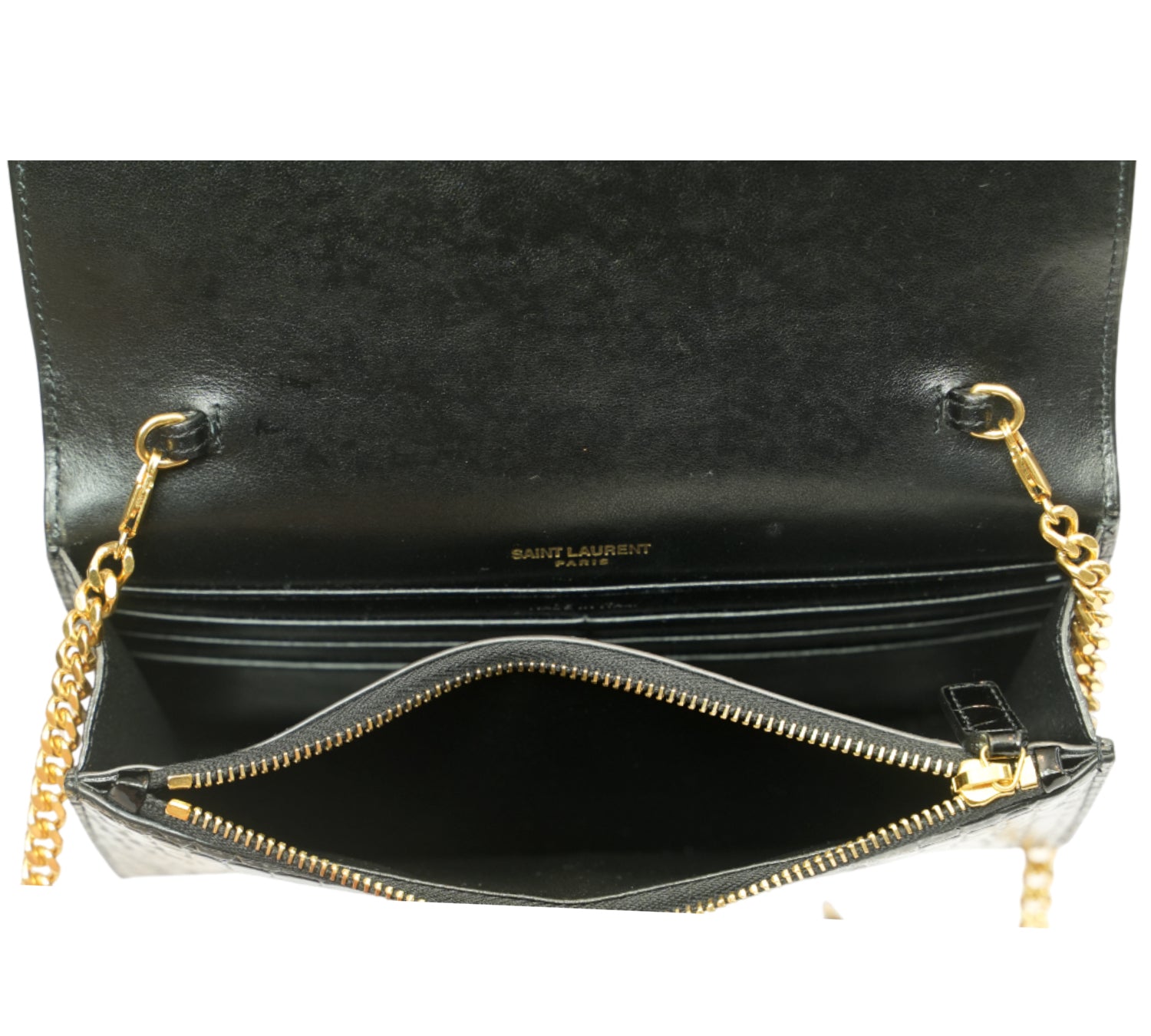 Black Crocodile-Embossed Kate Tassel Shoulder Bag