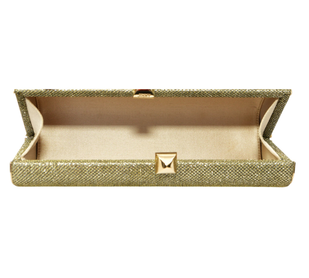 Tube Gold Glitter & Lurex Fabric Clutch