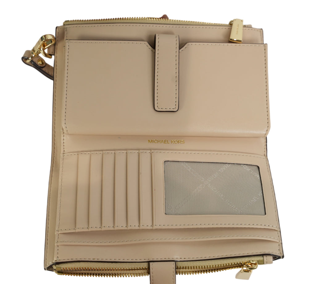 Pale Gold Jet Set Metallic Logo Debossed Continental Wallet