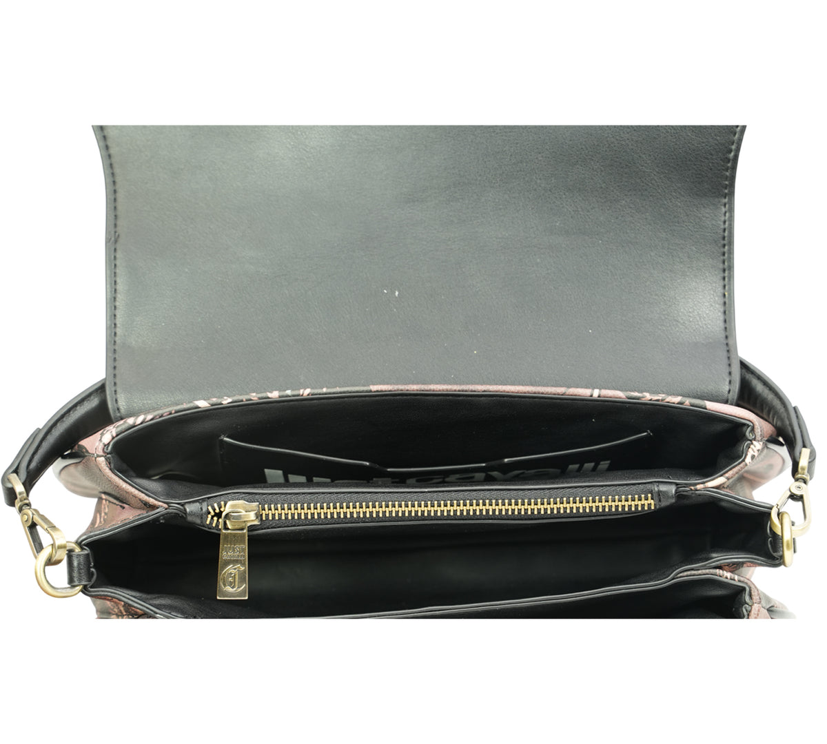 Just Cavalli Iconic Snakes Cherub-Print Baguette Bag