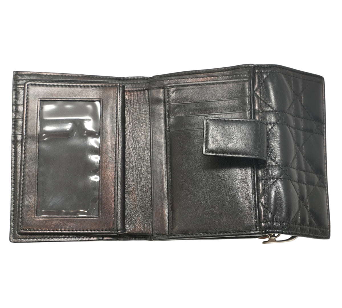 Christian Dior Black Cannage Lambskin Lotus Wallet