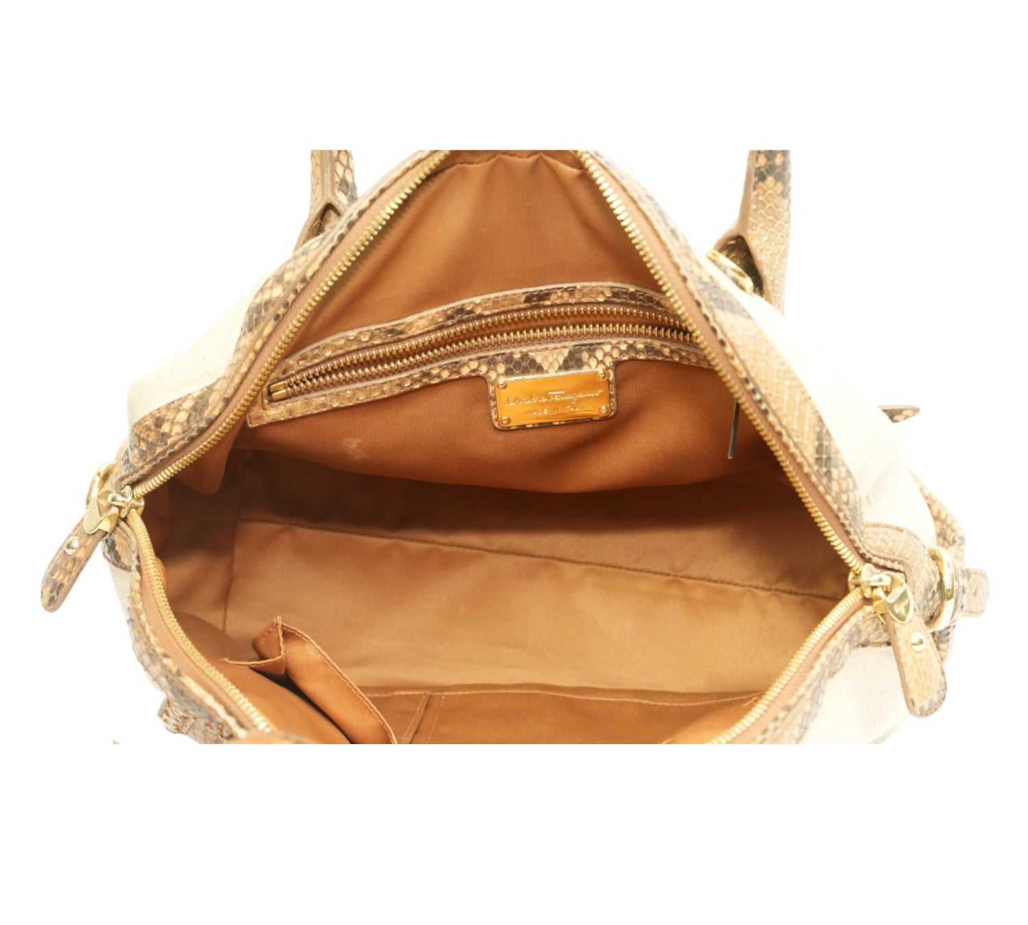 Fiamma Snakeskin & Canvas Handbag