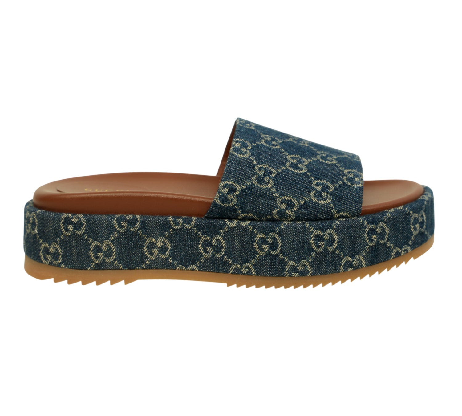 Angelina GG Denim Platform Slide Size 40 - Eur