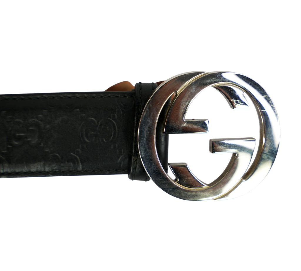 Black Guccissima Interlocking G Belt Size - 105 Cm