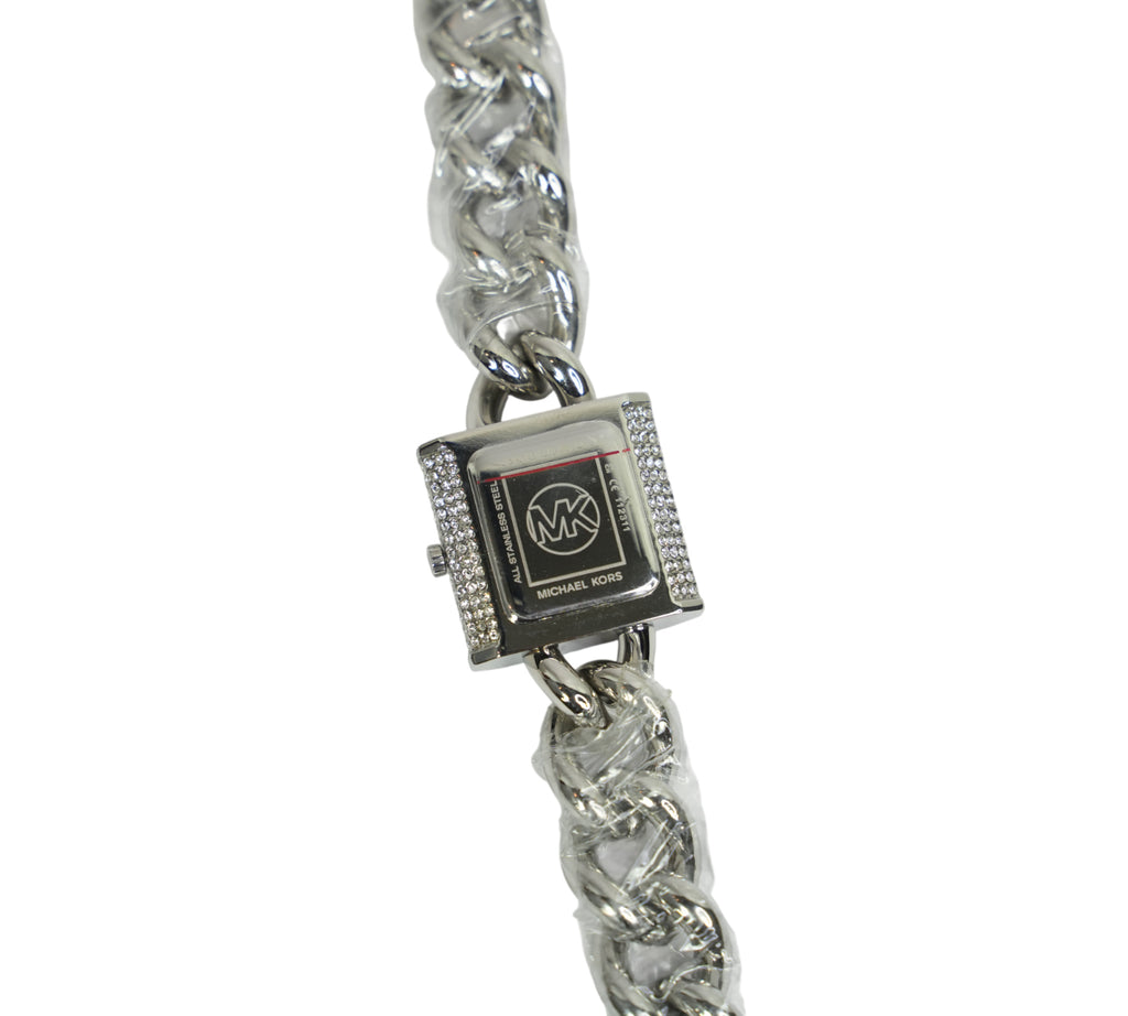 Mini Lock Pavé Silver-Tone Chain Watch