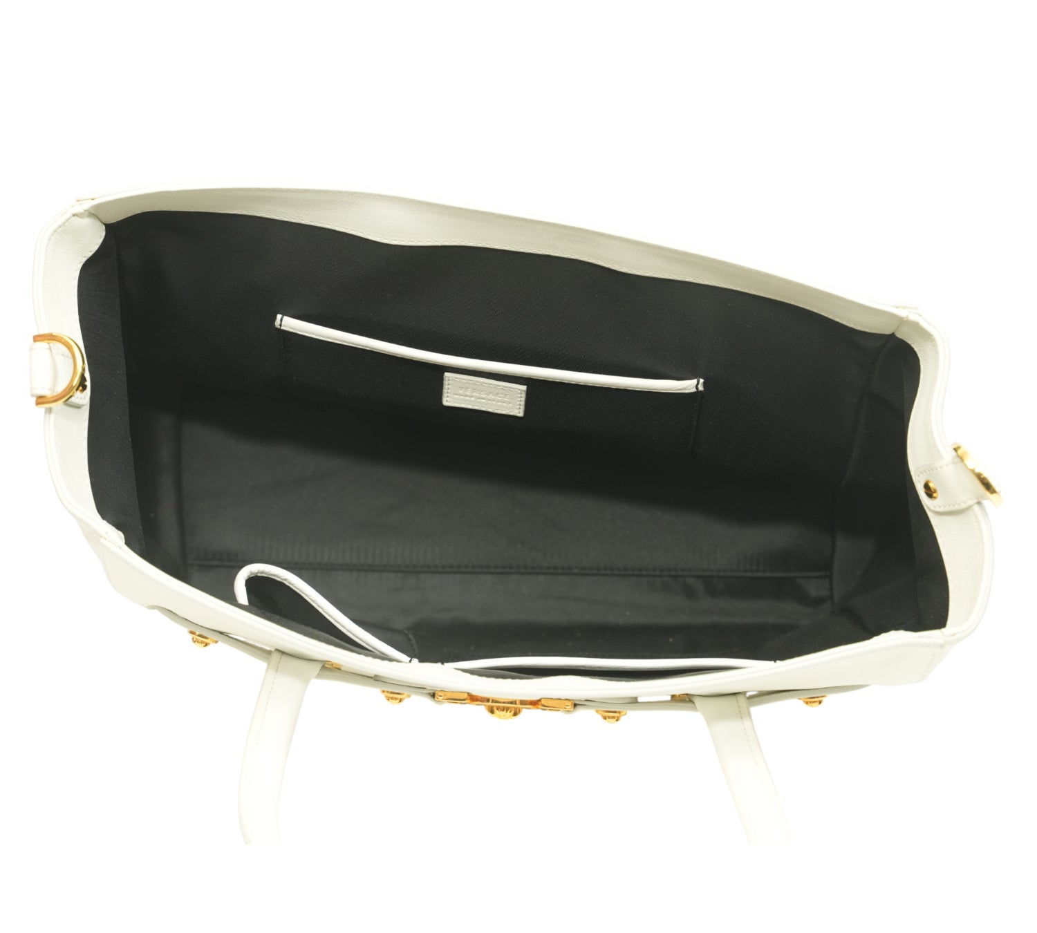 White Leather Medusa Medallion Tote Bag
