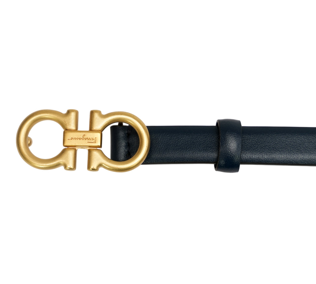 Navy Blue Reversible & Adjustable Gancini Belt Size - 85 Cm