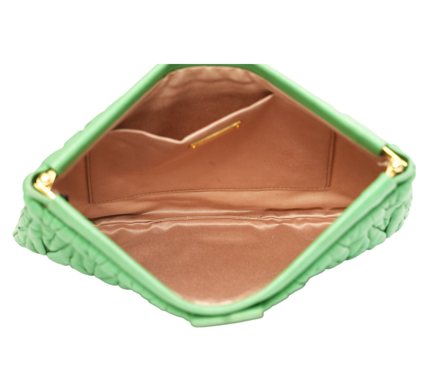 Green Matelassé Nappa Leather Frame Clutch Bag