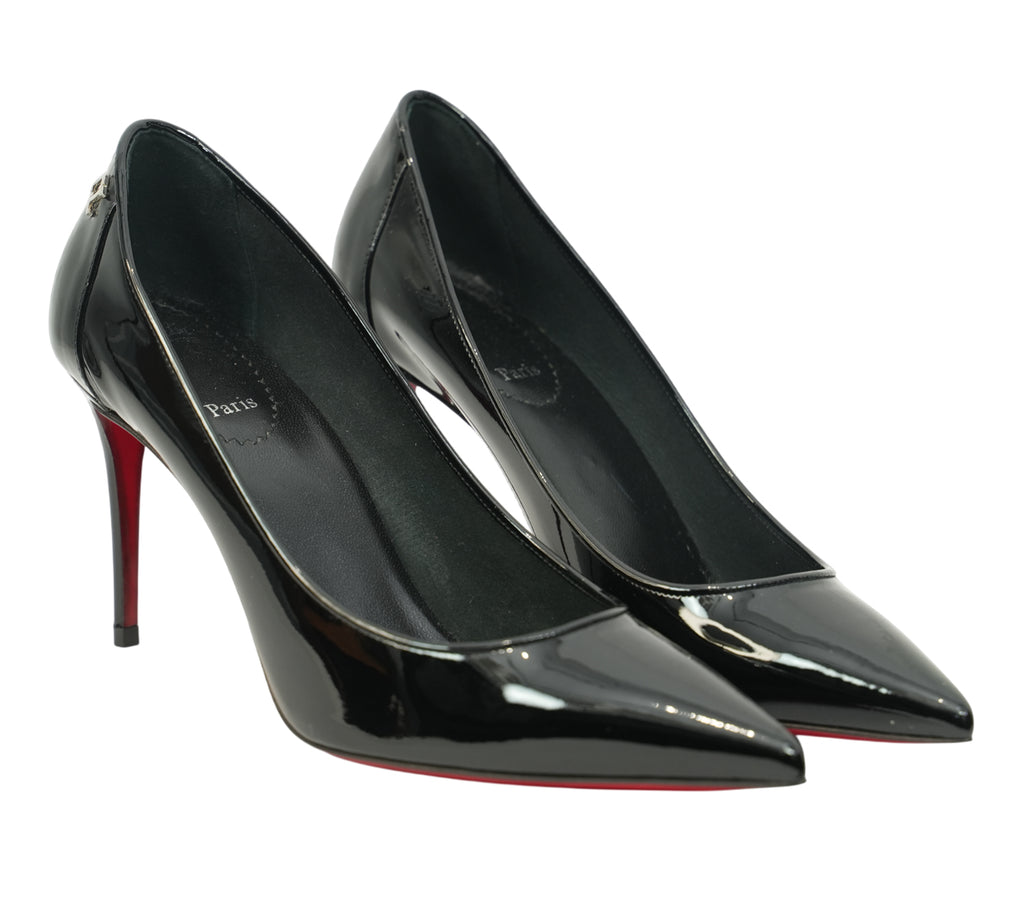 Black Patent Miss Z Pointed-Toe Pumps Size 38 - Eur