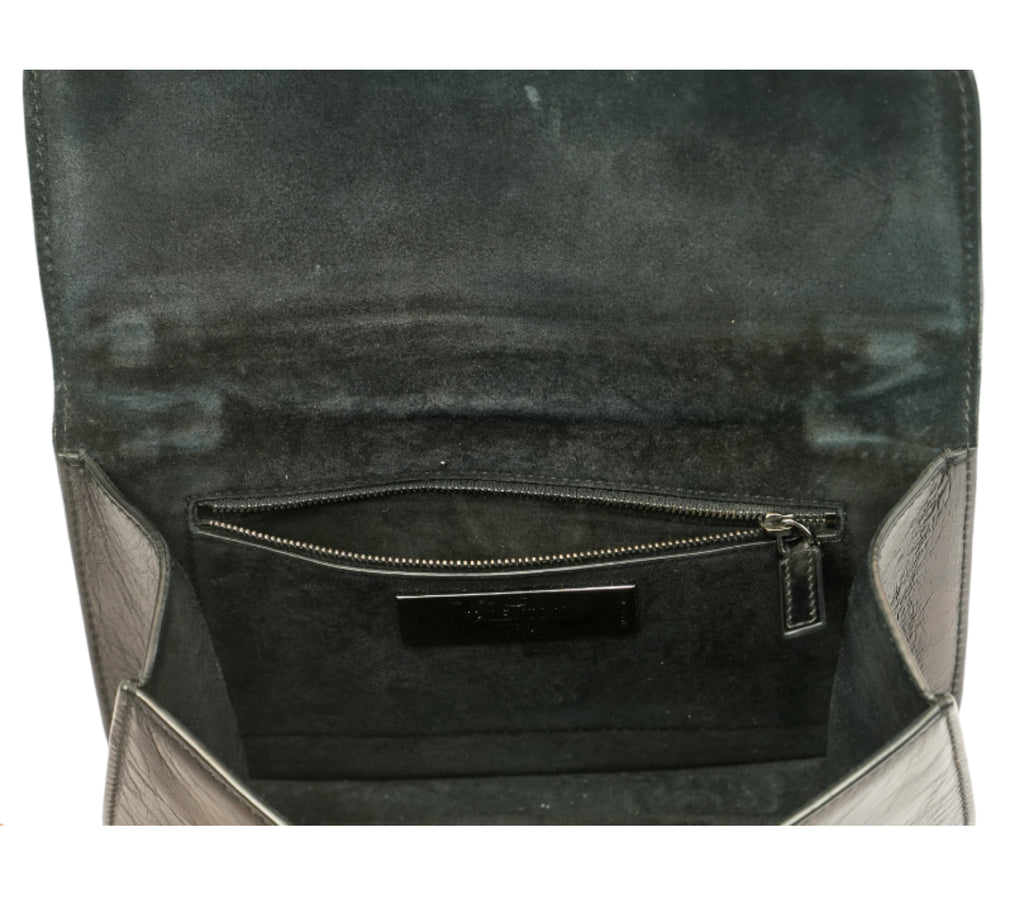 Black Crinkled Glam Lock Shoulder Bag