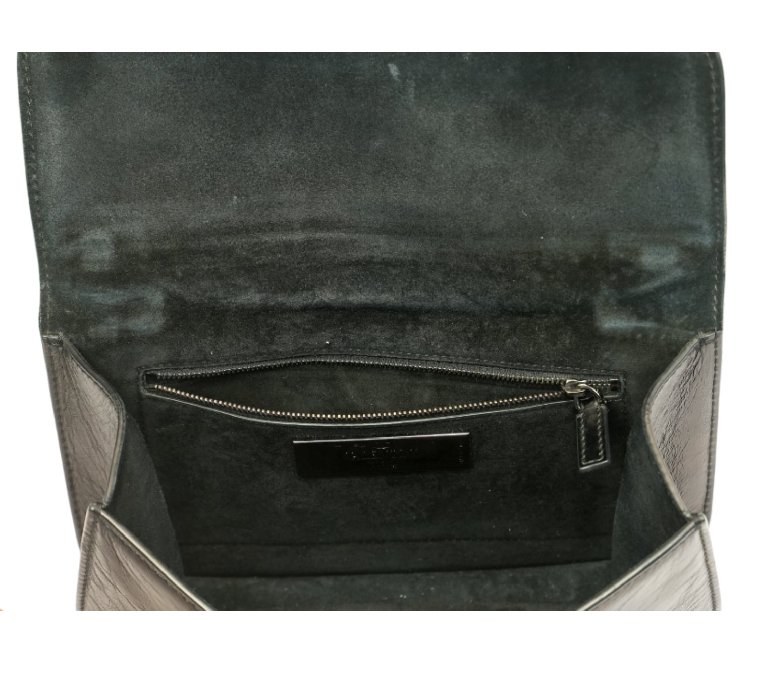Black Crinkled Glam Lock Shoulder Bag