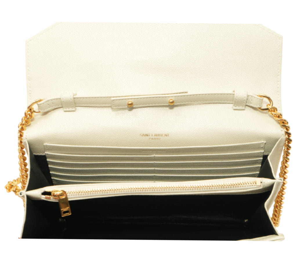 Cream Soft Cassandre Envelope Chain Wallet