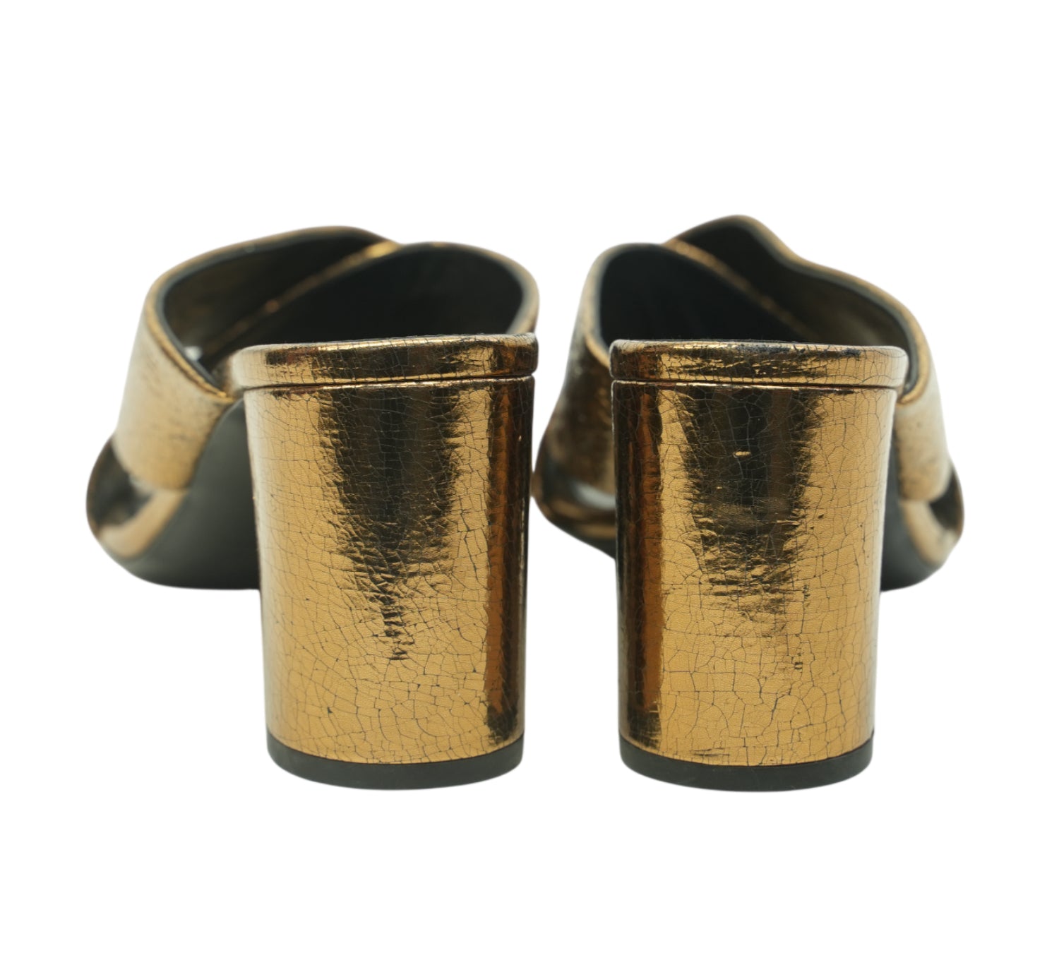 Loulou Metallic Leather Criss-Cross Mule Sandals Size 40 – Eur