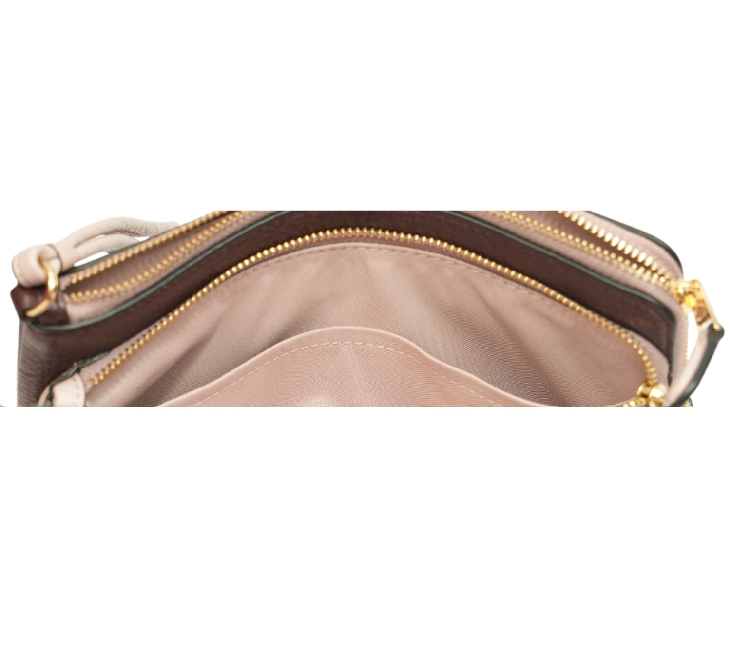 Beechwood/Plum Pebbled Leather Double Zip Wristlet