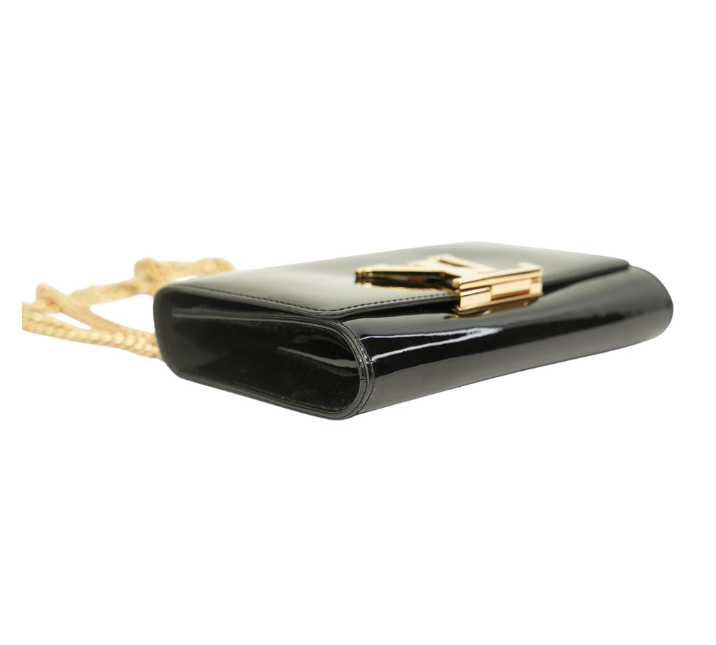 Glossy Black Patent Chain Louise Bag