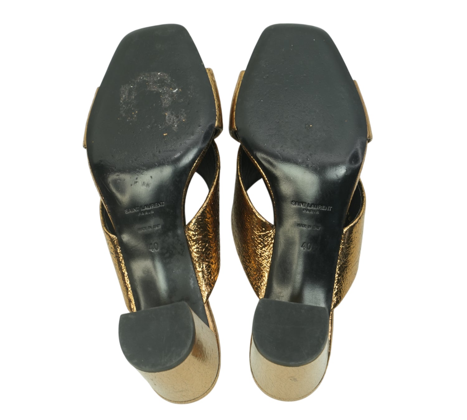 Loulou Metallic Leather Criss-Cross Mule Sandals Size 40 – Eur