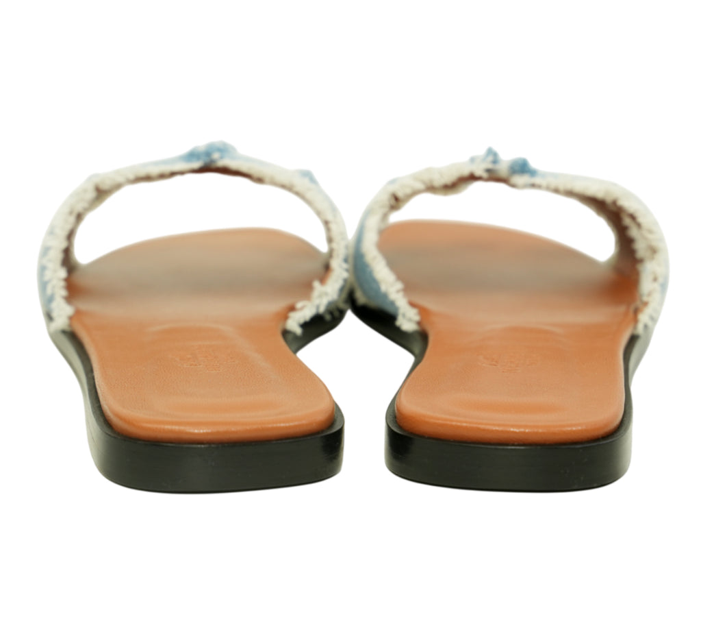 Bleu Clair Fringed Denim Oran Sandal Size 41 - Eur