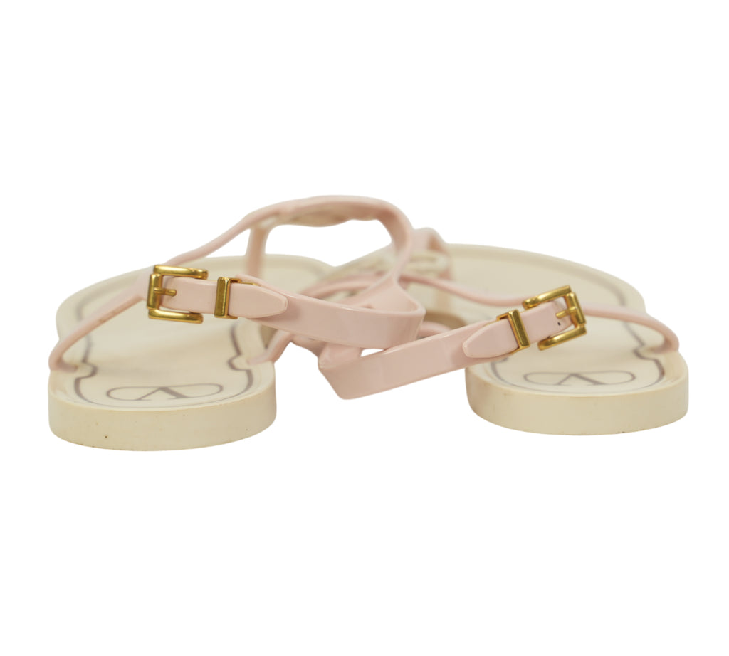 Garavani VLogo Rubber T-Strap Thong Jelly Sandals Size 40 - Eur
