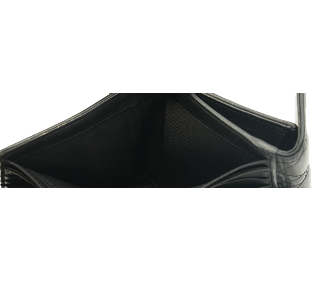 Black Cannage Lambskin Lotus Wallet