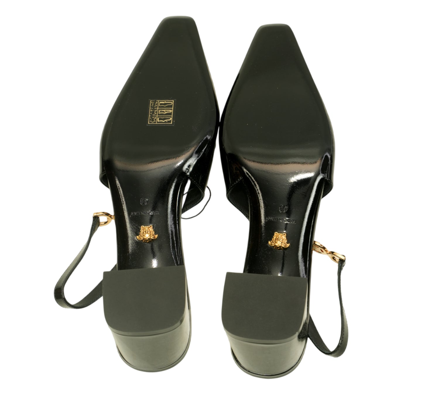 Black Medusa '95 Patent Leather Slingback Pump Size 40 - Eur