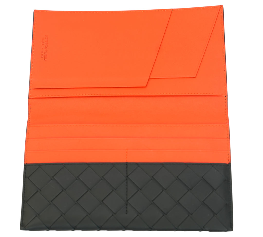 Black Intrecciato Large Flap Wallet