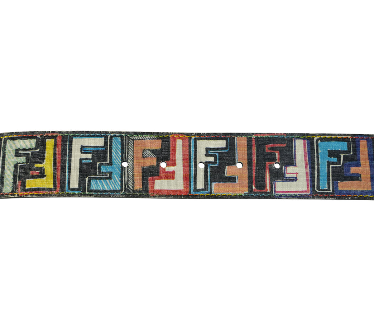 Fendi  Multicolor Zucca Coated Canvas FF Logo Belt Size - 95 Cm