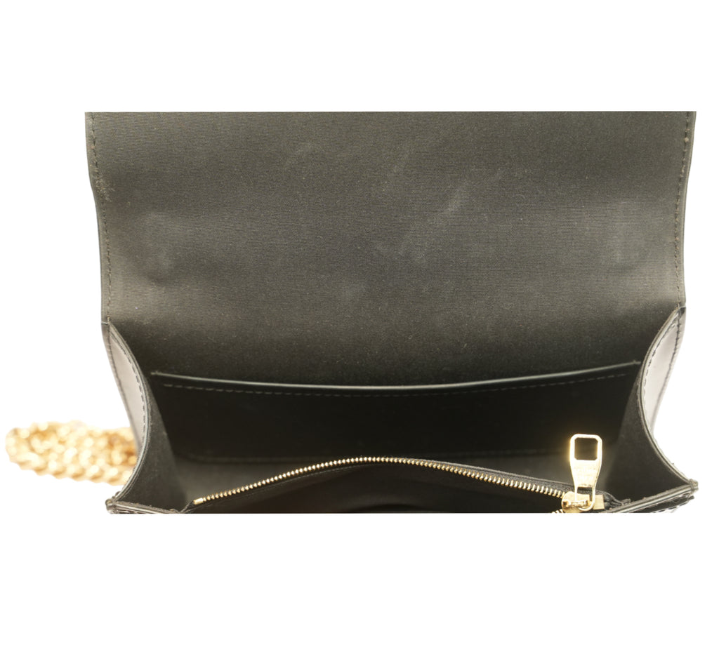 Glossy Black Patent Chain Louise Bag