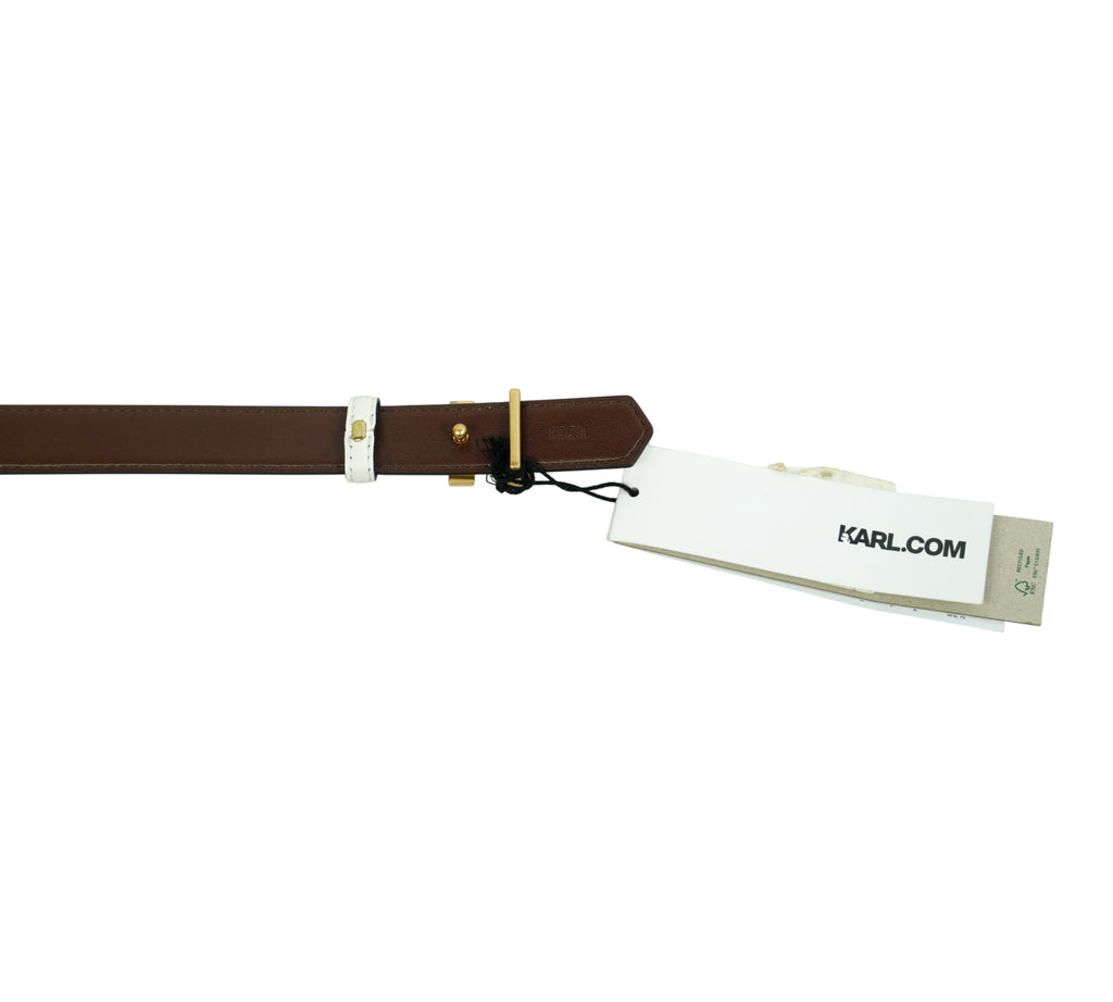 White K/Block Leather Belt Size - 85 Cm
