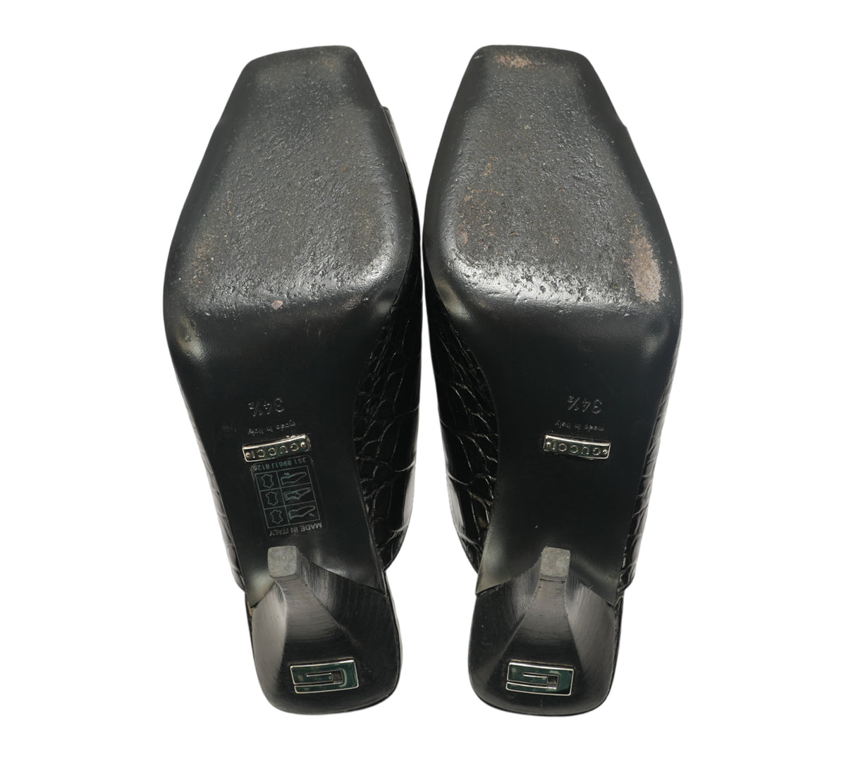 Gucci   Black Demi Croc-Effect Leather Mule Sandal Size 34.5 - Eur