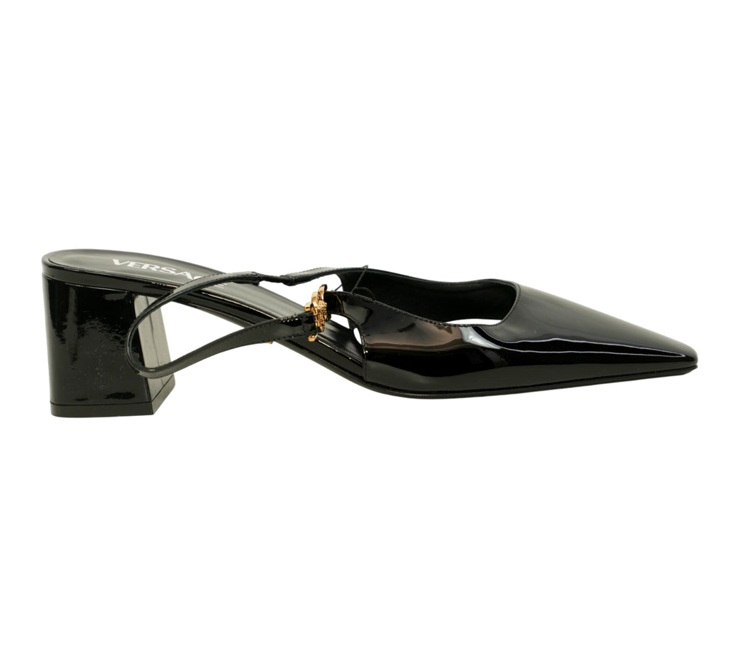 Black Medusa '95 Patent Leather Slingback Pump Size 40 - Eur