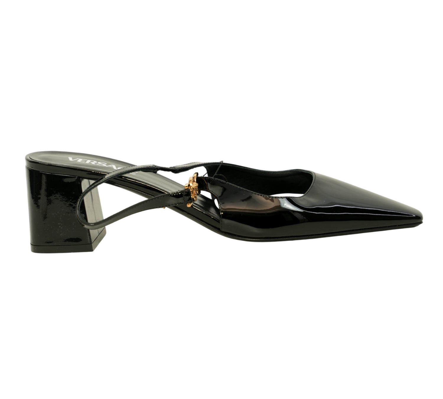 Black Medusa '95 Patent Leather Slingback Pump Size 40 - Eur