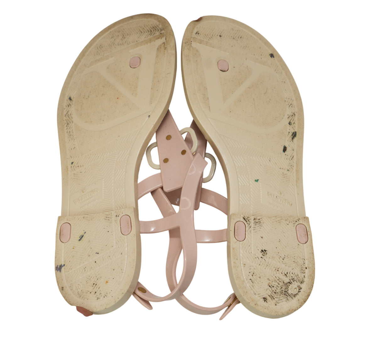 Valentino  Garavani VLogo Rubber T-Strap Thong Jelly Sandals Size 40 - Eur