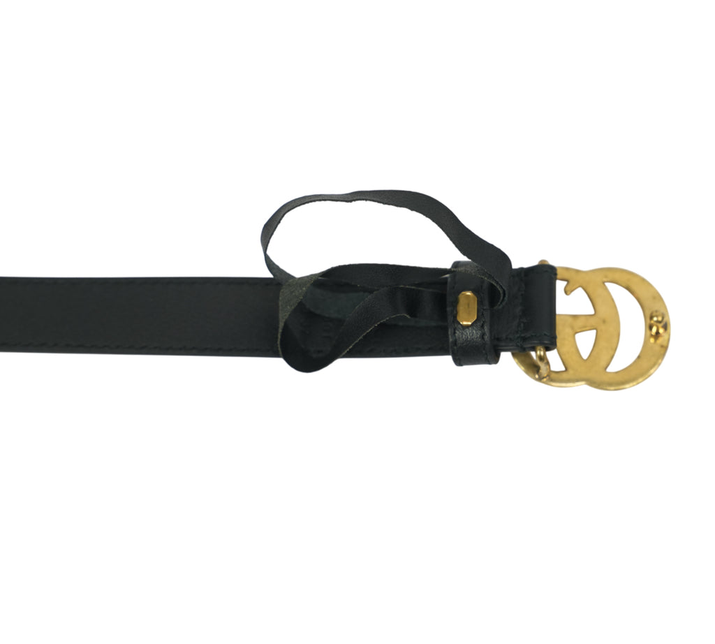 GG Marmont Black Leather Belt Size - 80 Cm