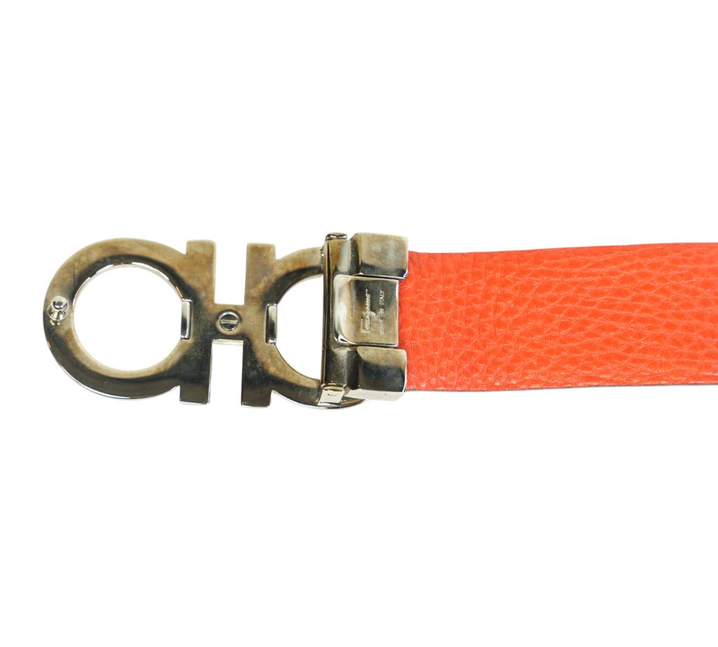 Black & Red Gancini Reversible Belt Size - 76 Cm