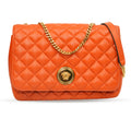 Geranium Orange Lambskin Quilted Medusa Shoulder Bag