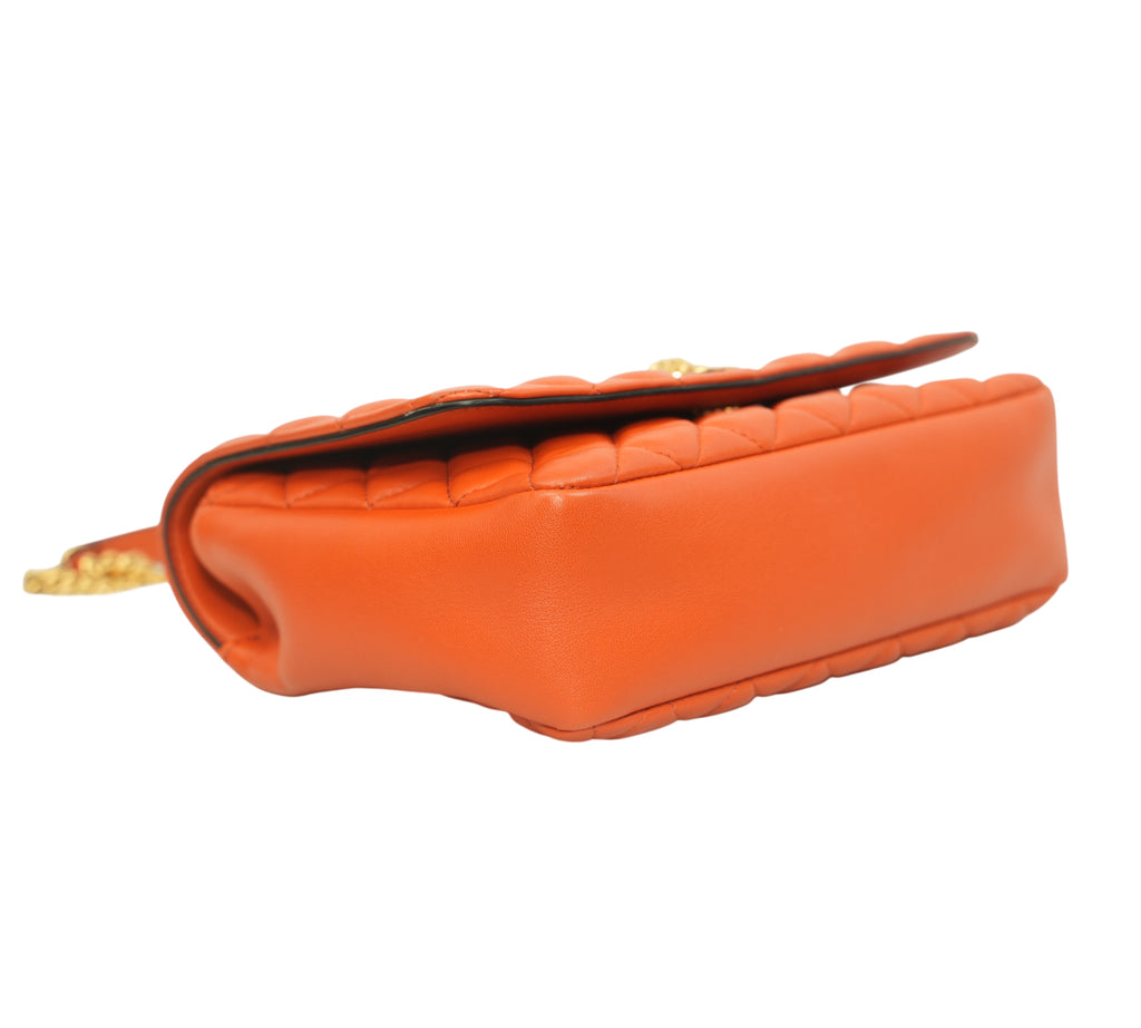 Geranium Orange Lambskin Quilted Medusa Shoulder Bag