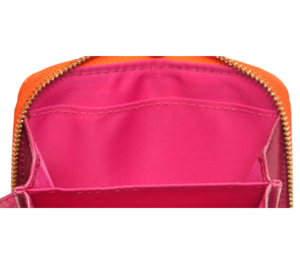 Orange Robinson Saffiano Leather Zip Coin Case