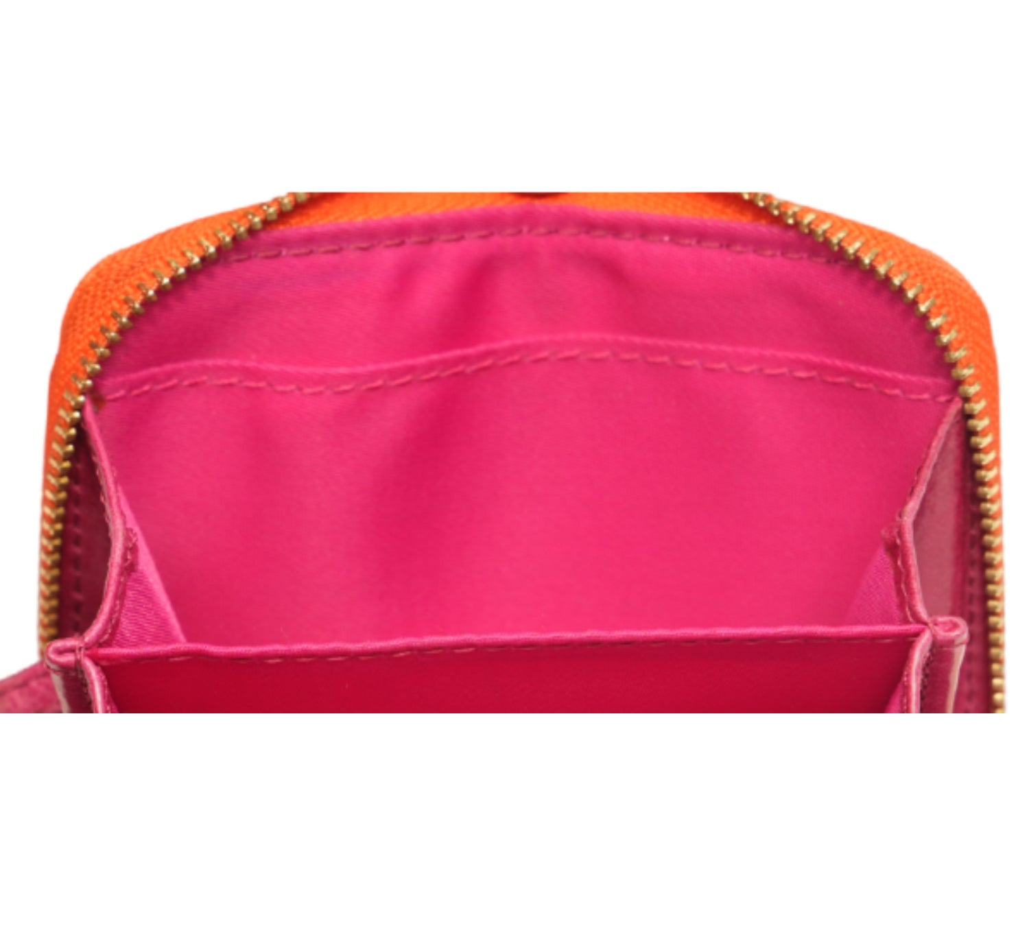 Orange Robinson Saffiano Leather Zip Coin Case