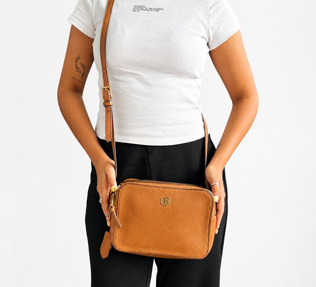 Robinson Textured Leather Double Zip Crossbody