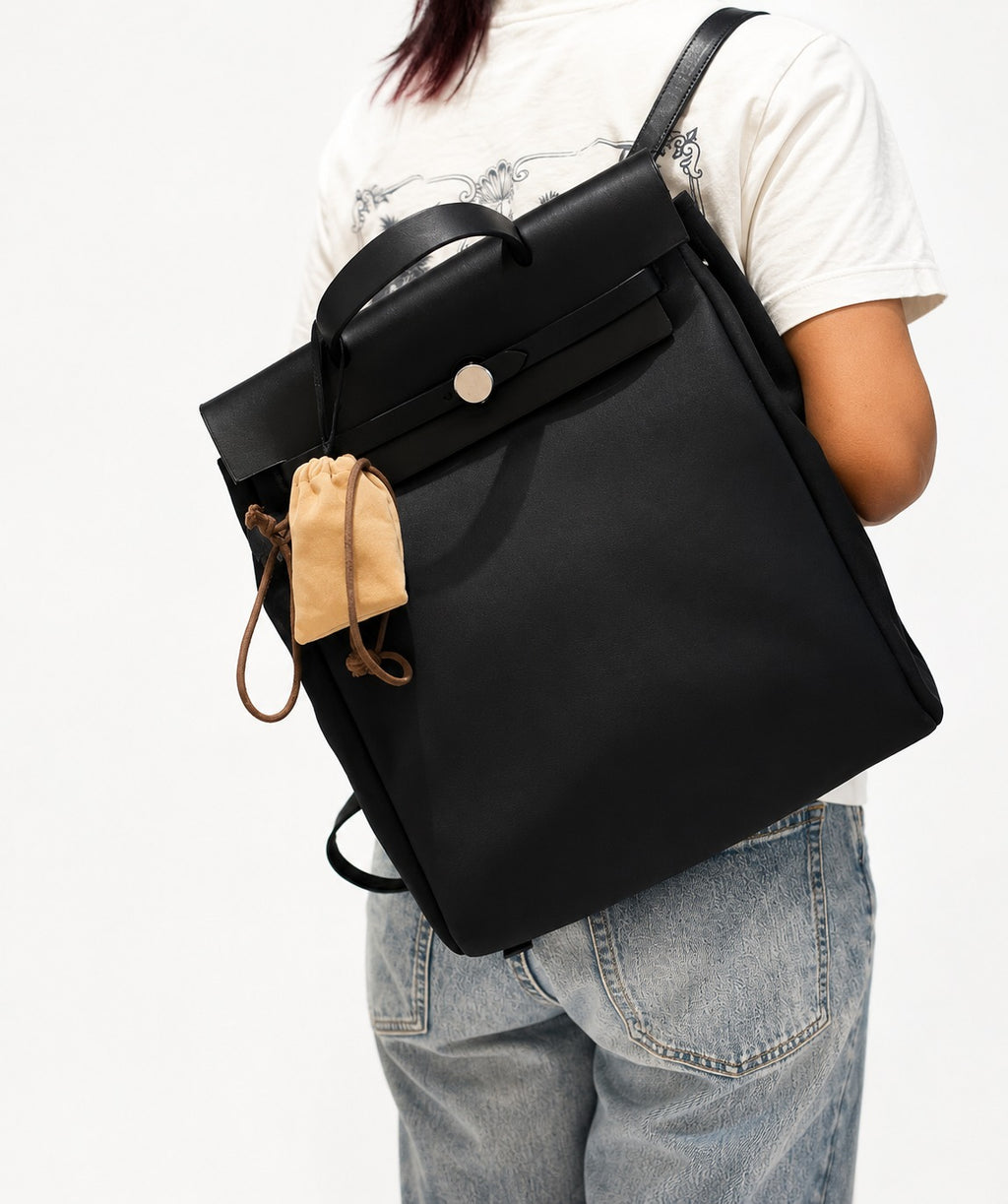 Herbag à Dos Zip Retourné Noir Backpack