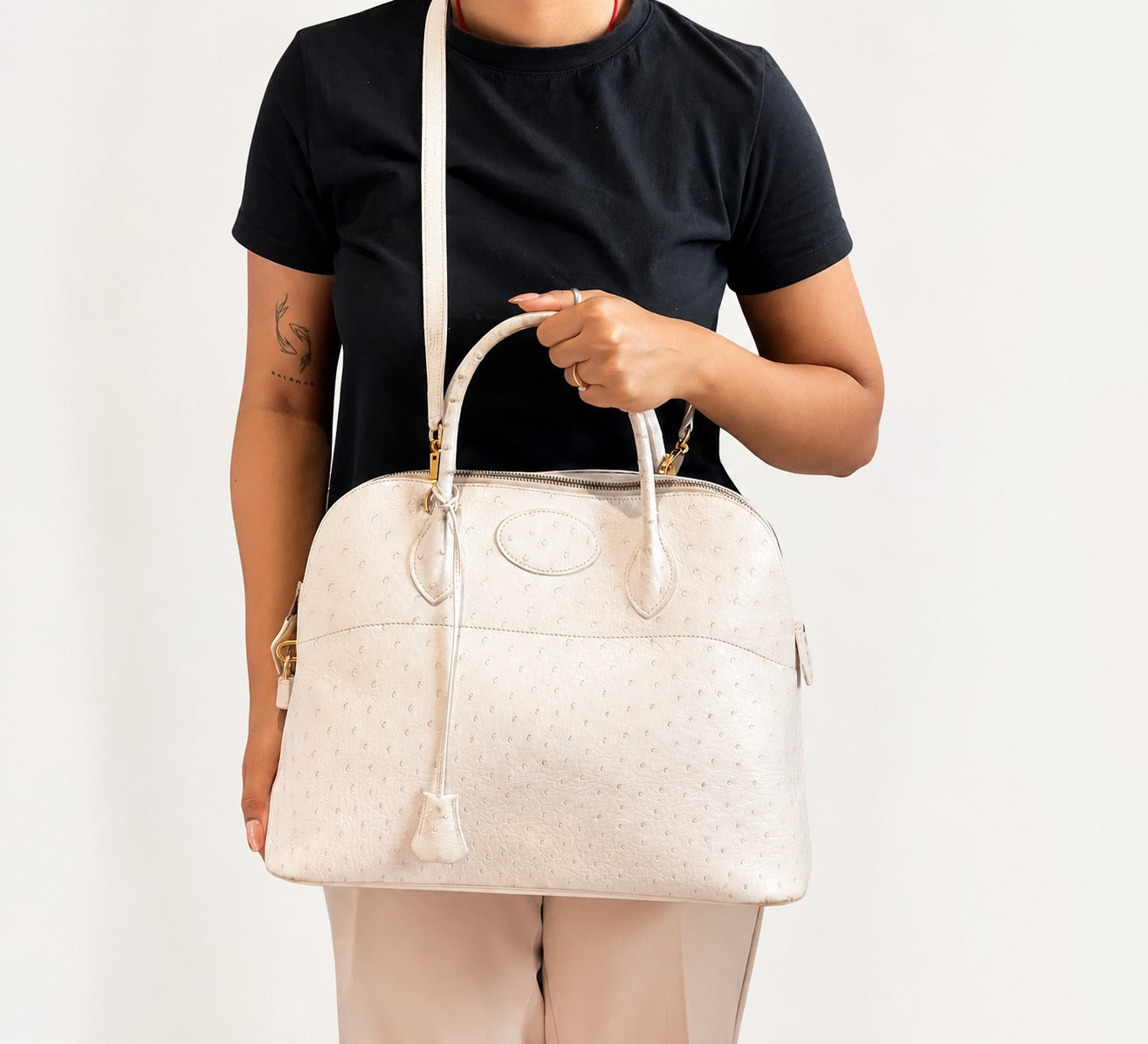 Hermes  Ostrich Leather Bolide Bag