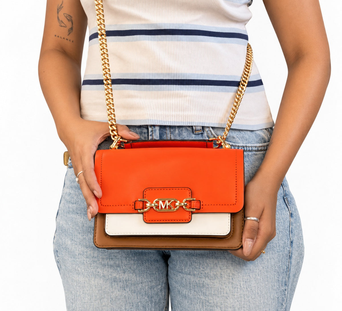 Michael Kors Heather Extra-Small Colorblock Leather Crossbody Bag