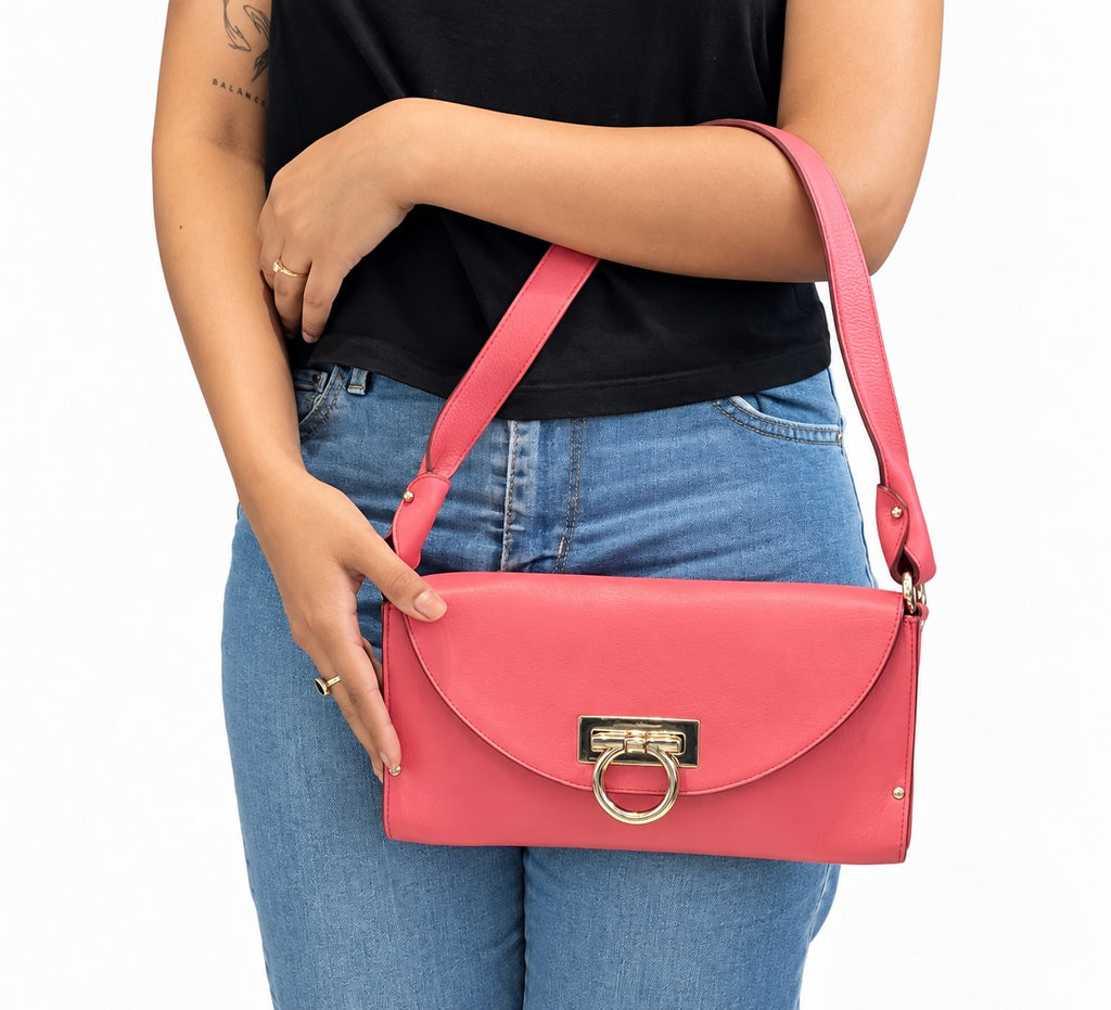 Pink Leather Shoulder Bag