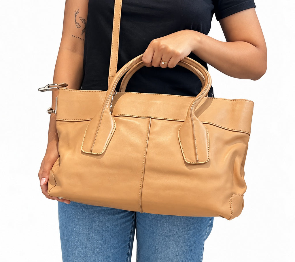 Beige Leather D-Styling Manici Bag