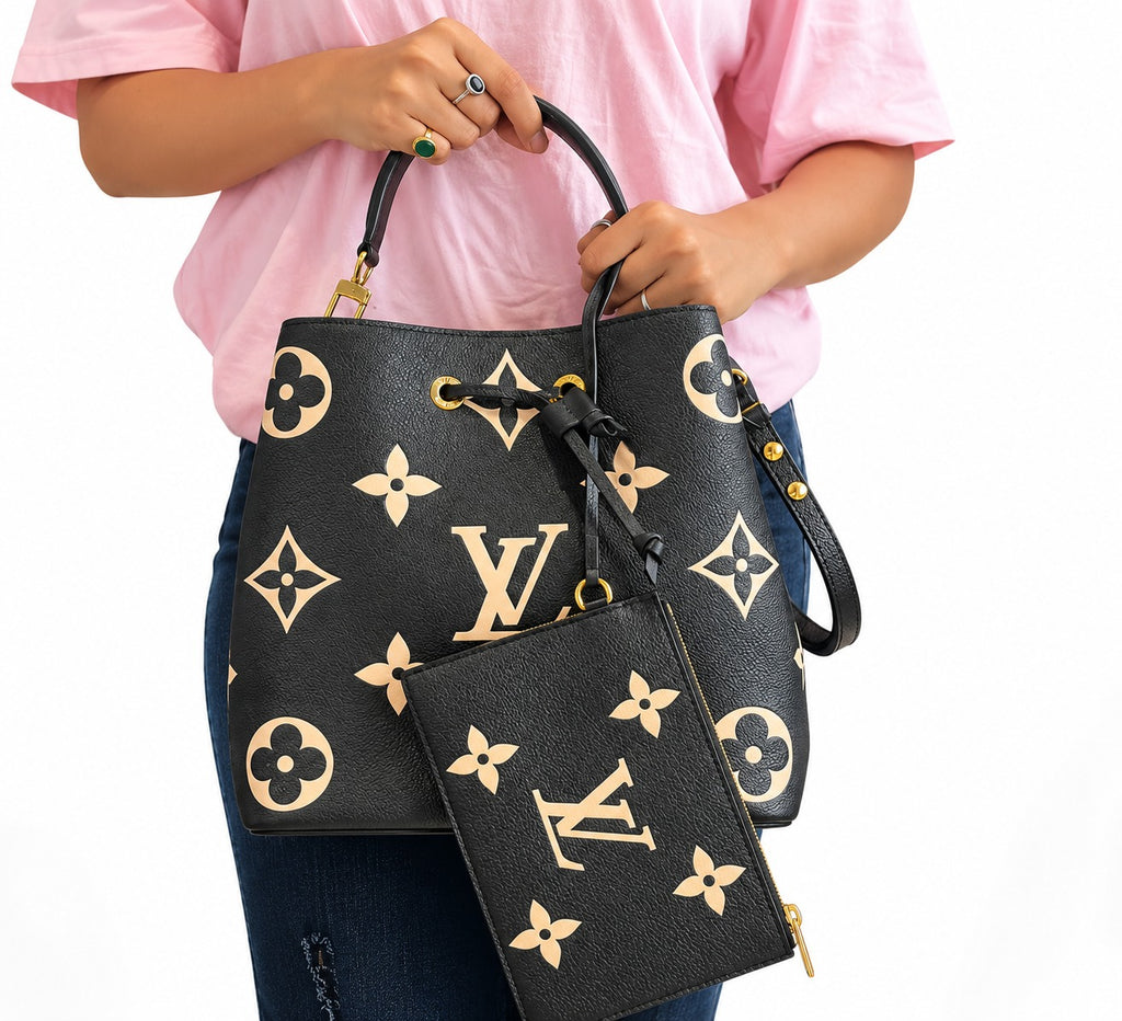 NéoNoé MM Bicolor Monogram Empreinte Leather Bag