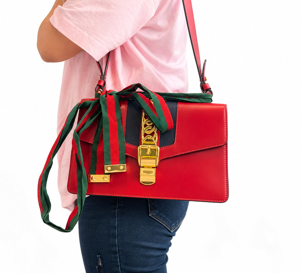 Red Sylvie Leather Shoulder Bag