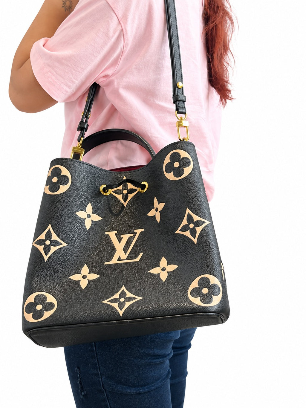 NéoNoé MM Bicolor Monogram Empreinte Leather Bag