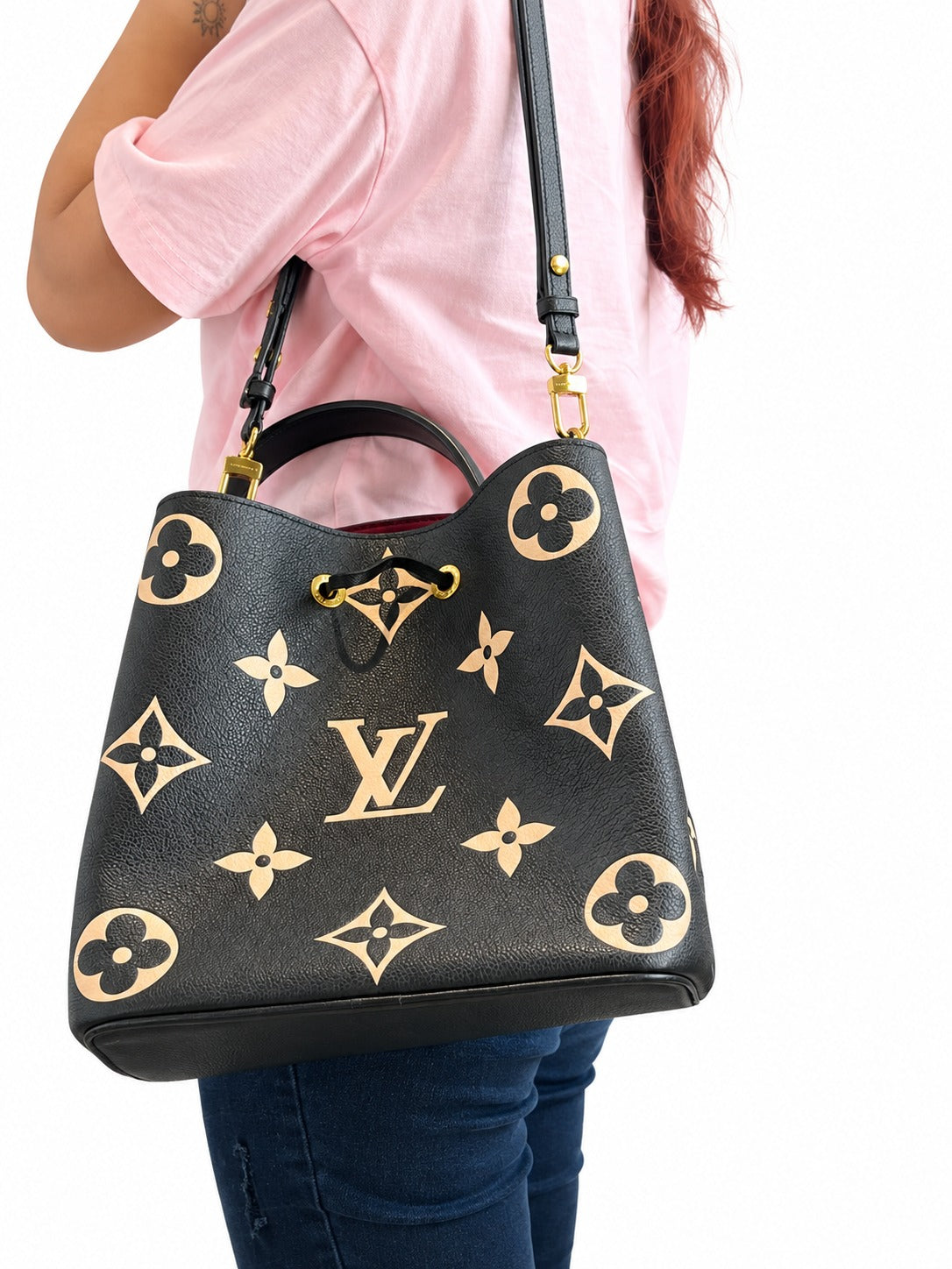  Louis Vuitton NéoNoé MM Bicolor Monogram Empreinte Leather Bag
