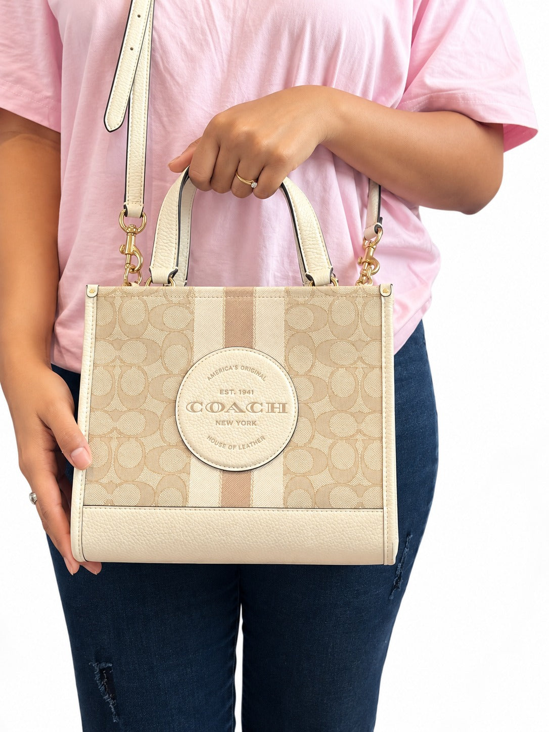 Coach Signature Jacquard Dempsey Tote